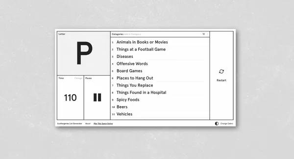 Scattegories List Generator